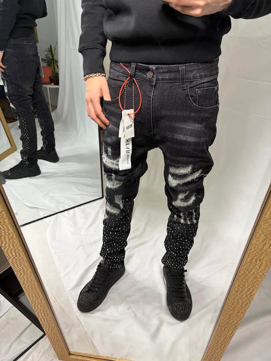 Jeans Negro Exclusivo con Piedras