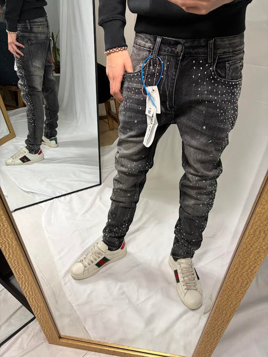 Jeans gris con piedras exclusivas